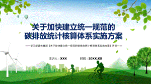 关于加快建立统一规范的碳排放统计核算体系实施方案主要内容2022年新制订《关于加快建立统一规范的碳排放统计核算体系实施方案》专用模板.pptx