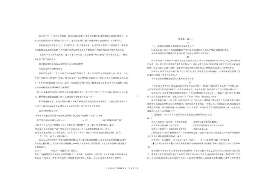 广东省惠州市大亚湾金澳中英文 2021-2022学年八年级下学期第三学月知识点过关语文试题.pdf_第3页