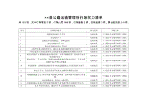 公路运输管理所行政权力清单参考模板范本.doc