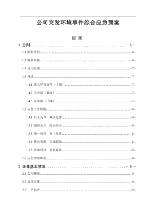 公司突发环境事件综合应急预案参考模板范本.doc