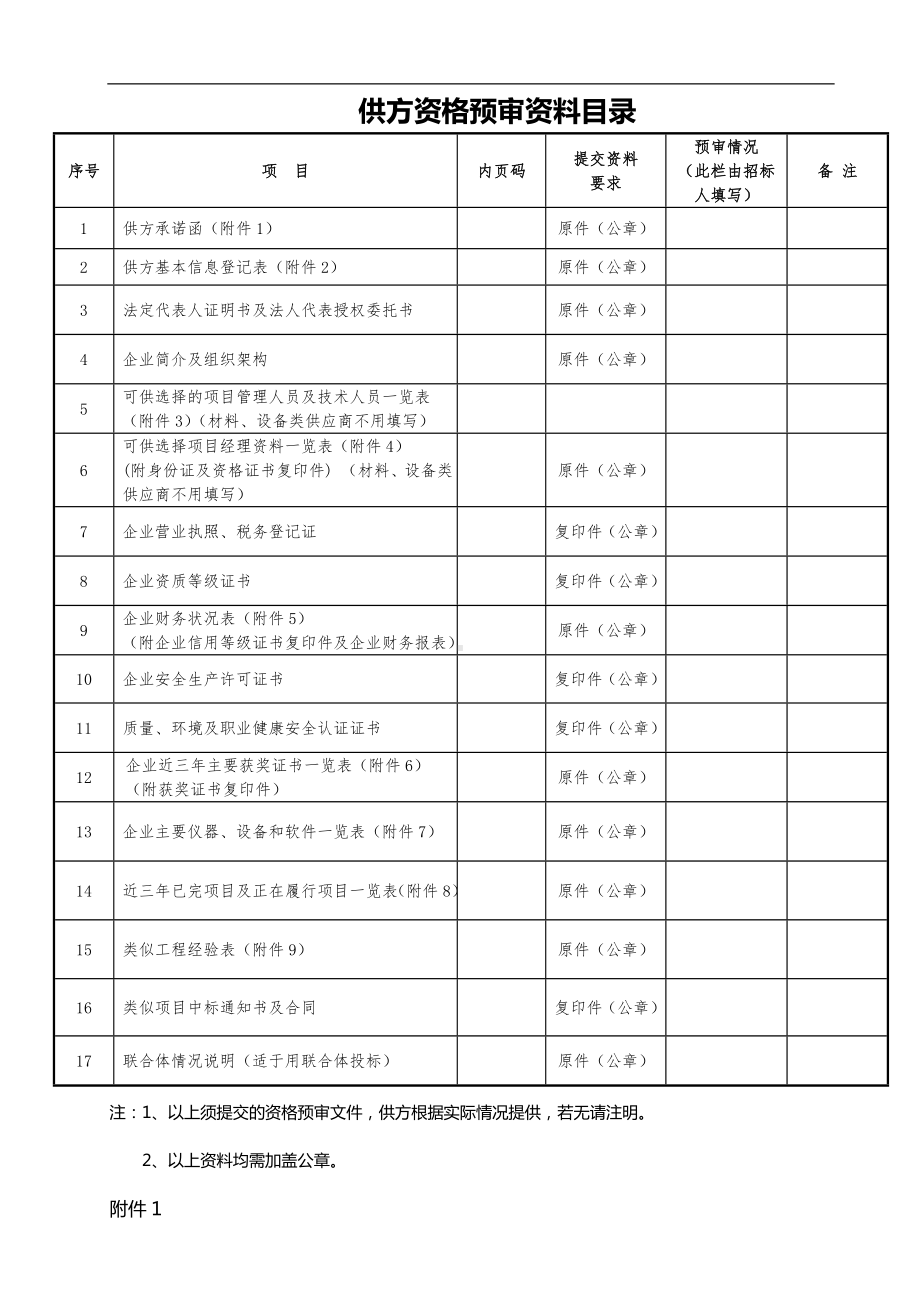 工程类供方资格预审文件参考模板范本.doc_第1页