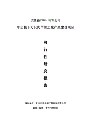 年出栏6万只肉羊加工项目可行性研究报告申请书.doc