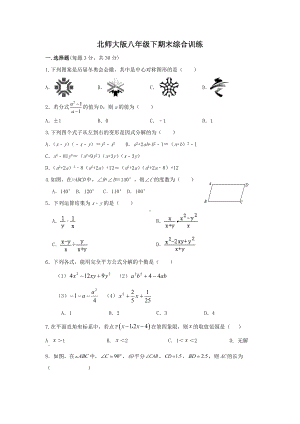 2021-2022学年北师大版八年级数学下期末综合训练.docx