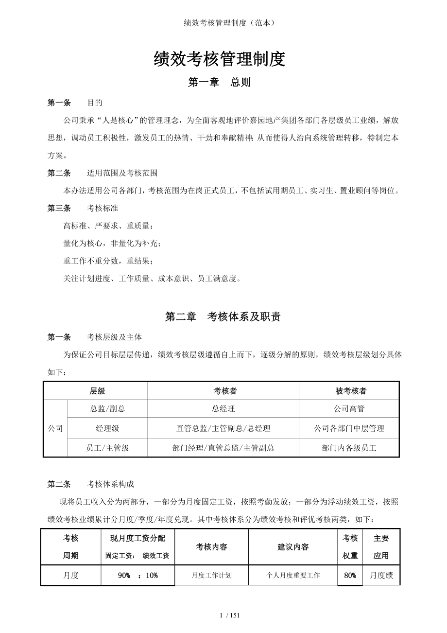 绩效考核管理制度（）参考模板范本.doc_第1页