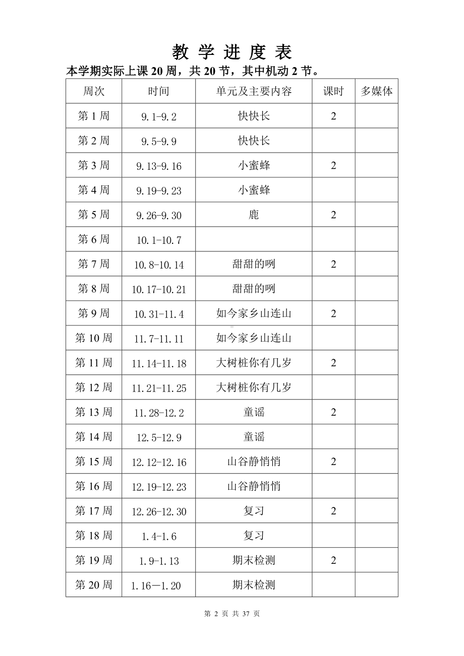 小学四年级上册全册音乐优质教案含教学计划、教学进度安排表.doc_第2页