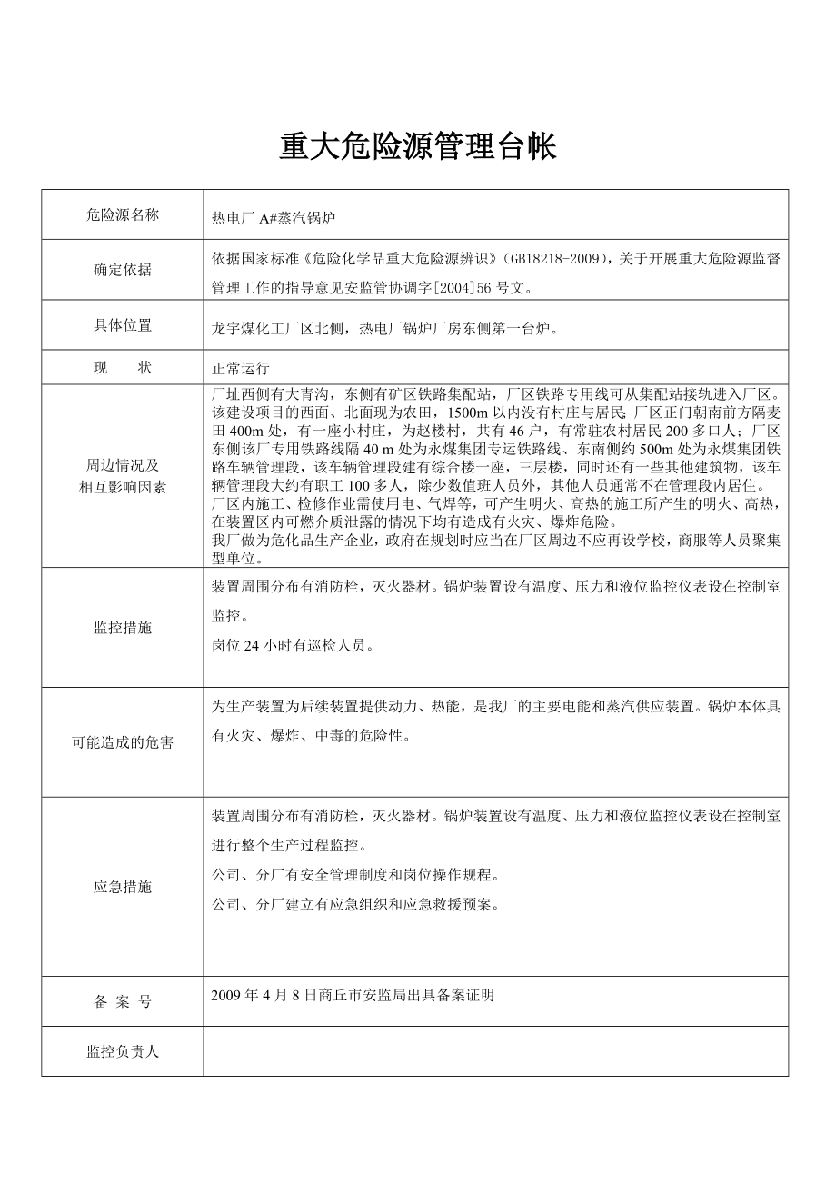 煤化工重大危险源管理台帐参考模板范本.doc_第2页