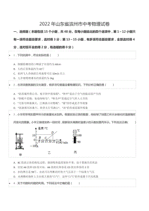 2022年山东省滨州市中考物理试卷.docx