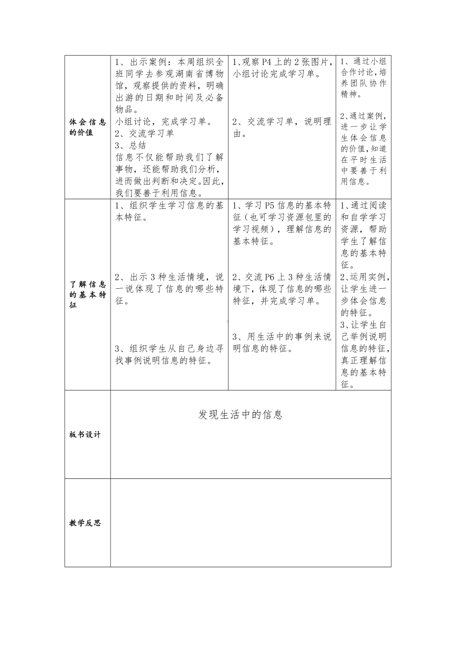 第一单元 活动1 发现生活中的信息 教案（表格式）-沪科版五年级上册《信息技术》.doc_第2页