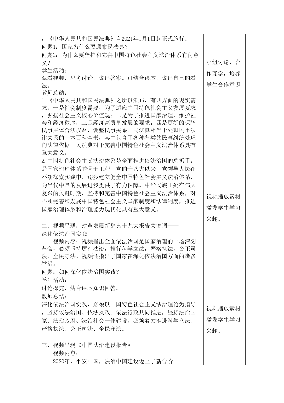 5.2 密织法律之网和强化法治之力 教案-《习近平新时代中国特色社会主义思想学生读本》（初中）.doc_第2页