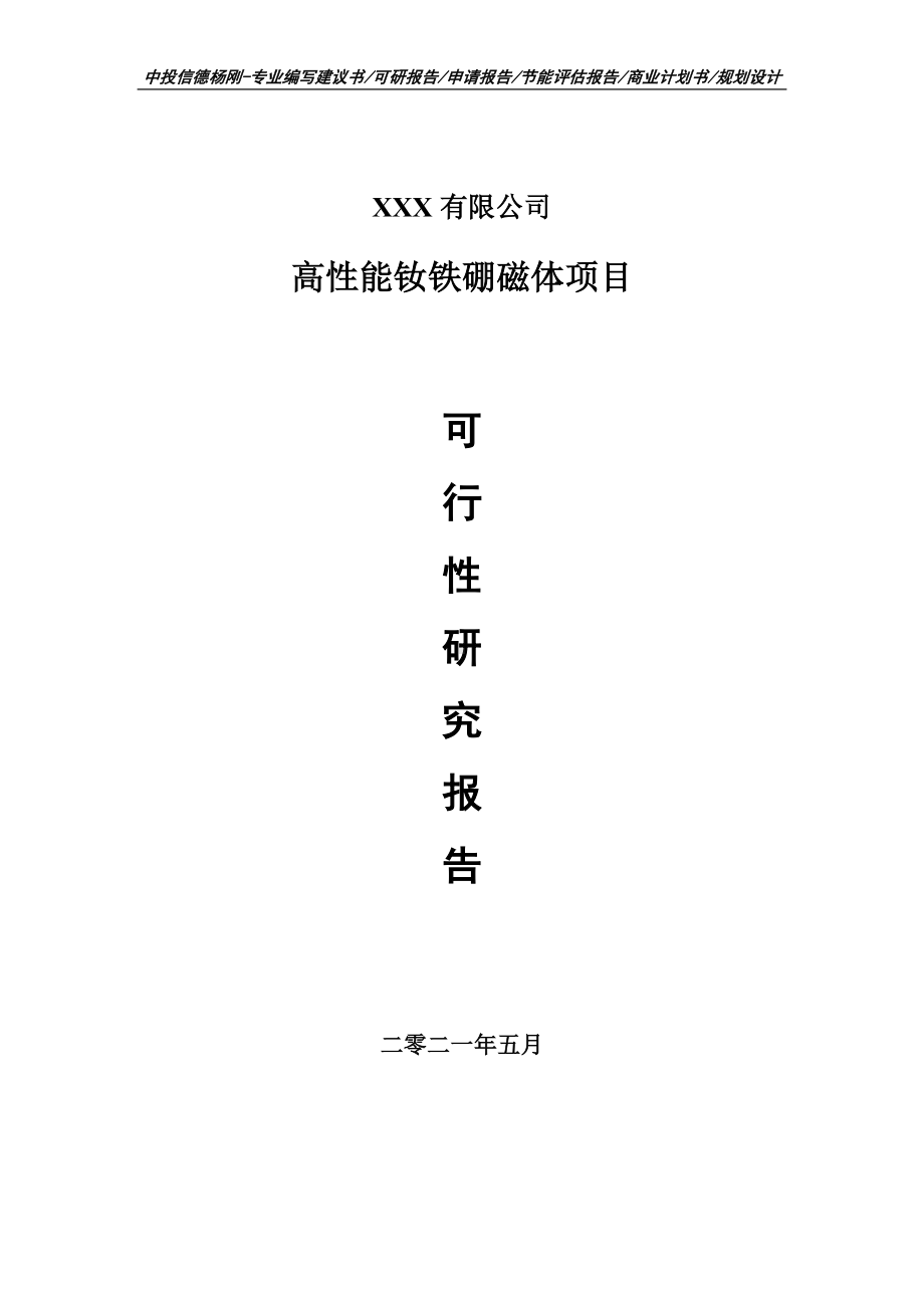 高性能钕铁硼磁体可行性研究报告建议书.doc_第1页