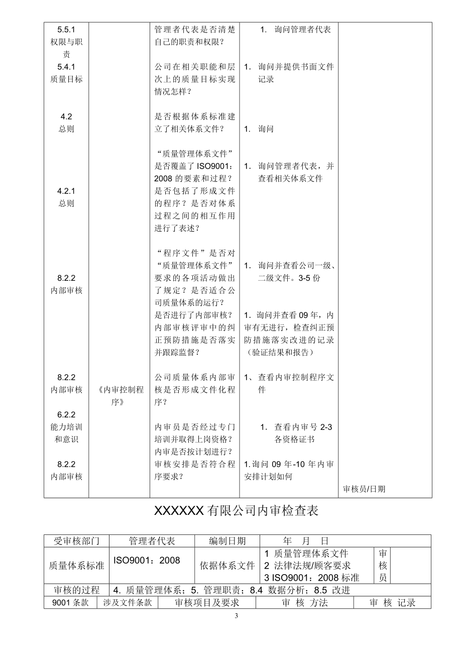 内审检查表9000质量管理体系参考模板范本.doc_第3页