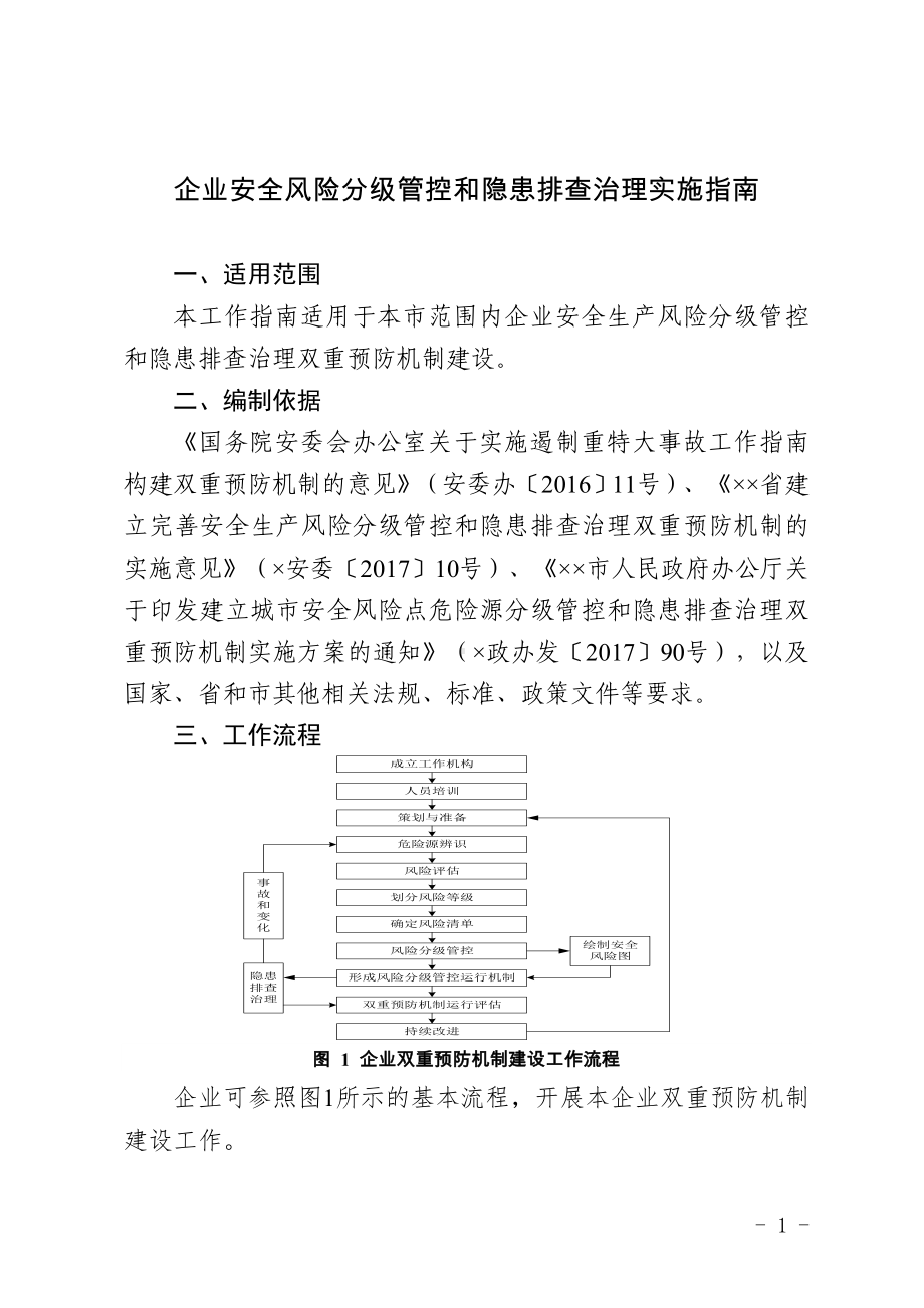 企业安全风险分级管控和隐患排查治理实施指南参考模板范本.doc_第1页