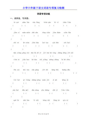 小学六年级下语文词语专项复习检测（含参考答案）.doc