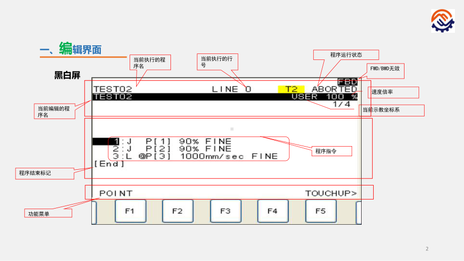 电子教案工业机器人现场编程(FANUC)+任务2动作指令示教课件.ppt_第2页