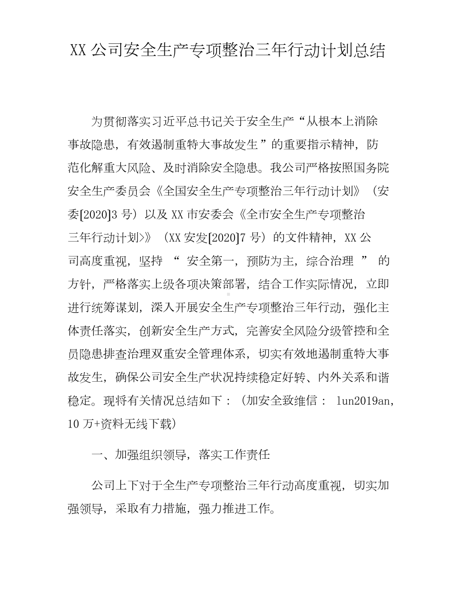 XX公司安全生产专项整治三年行动计划总结(18页).doc_第2页