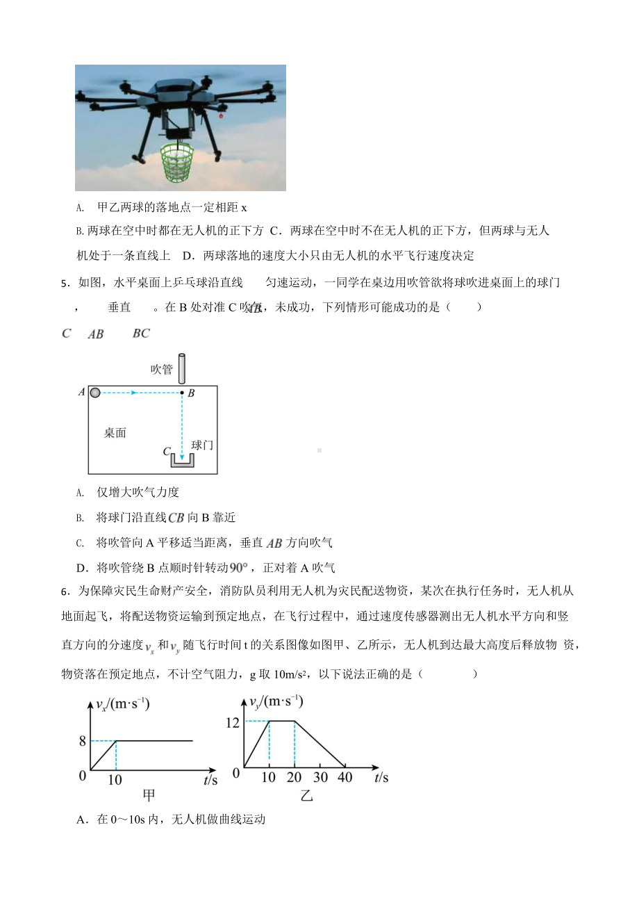 2022届高三物理全国模拟题汇编：曲线运动和运动合成分解附答案.pptx_第2页