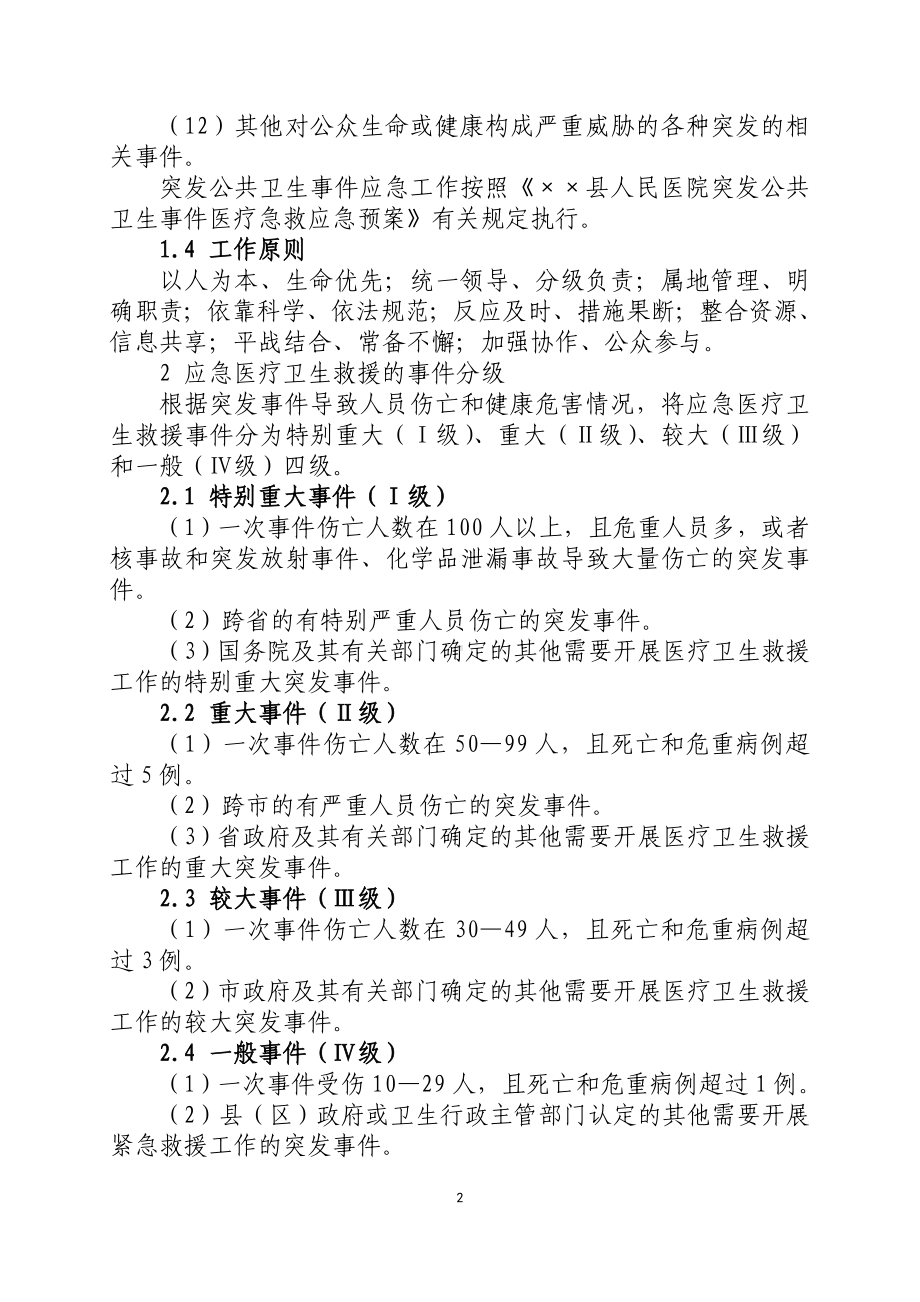 人民医院突发事件医疗卫生救援应急预案参考模板范本.doc_第2页