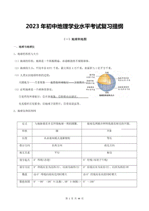 2023年初中地理学业水平考试复习提纲.docx