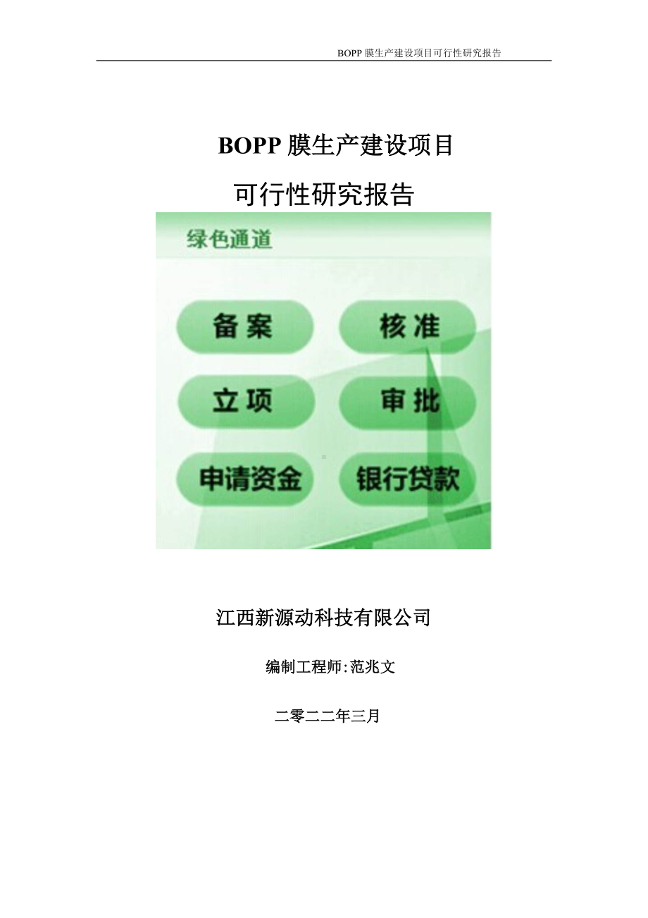 BOPP膜生产项目可行性研究报告-申请建议书用可修改样本.doc_第1页