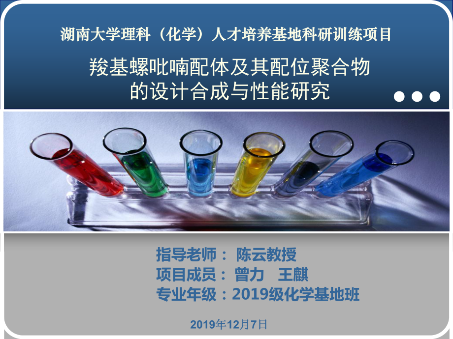 羧基螺吡喃配体及其配位聚合物的的设计合成与性能的研究课件.ppt_第1页