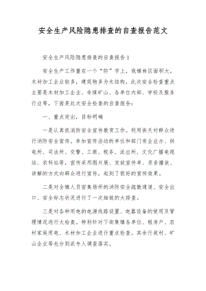 安全生产风险隐患排查的自查报告范文.docx