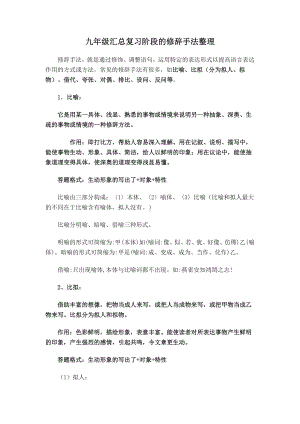 九年级汇总复习阶段的修辞手法整理.docx