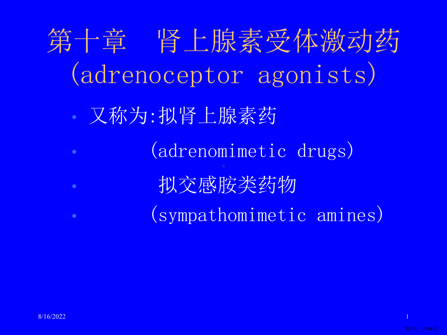 药理学-第10章肾上腺素受体激动药课件.ppt_第1页