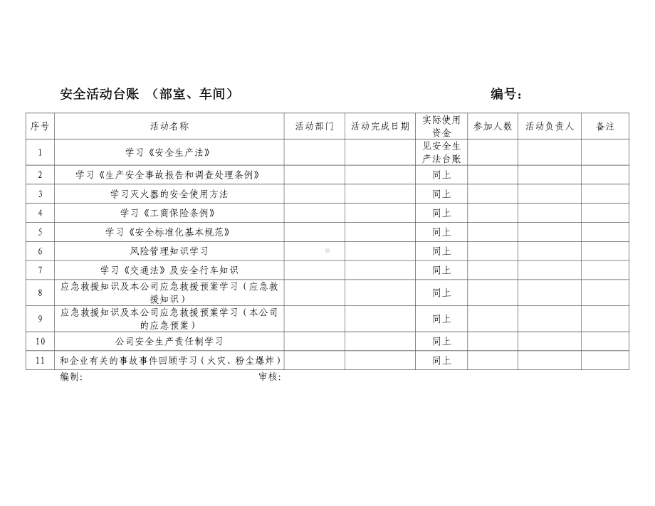 安全活动台账目录样例参考模板范本.doc_第1页