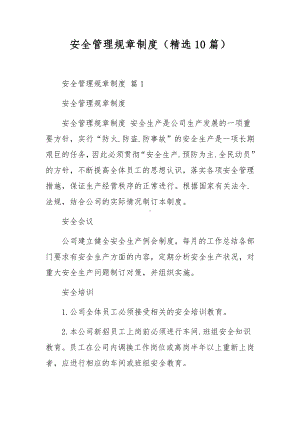 安全管理规章制度（精选10篇）.docx