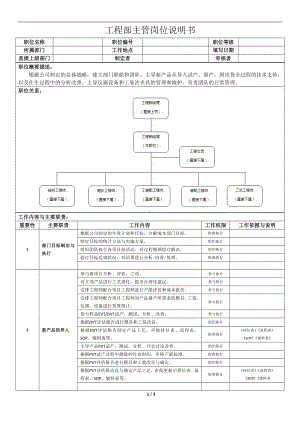 (工程部 主管) 岗位说明书参考模板范本.doc