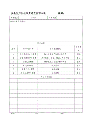 安全生产岗位职责适宜性评审表参考模板范本.doc