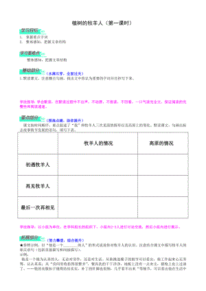 部编版七年级初一语文上册《植树的牧羊人》导学案（校内教研公开课）.doc