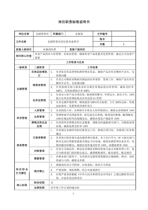 仓储管理员岗位职责说明书参考模板范本.doc