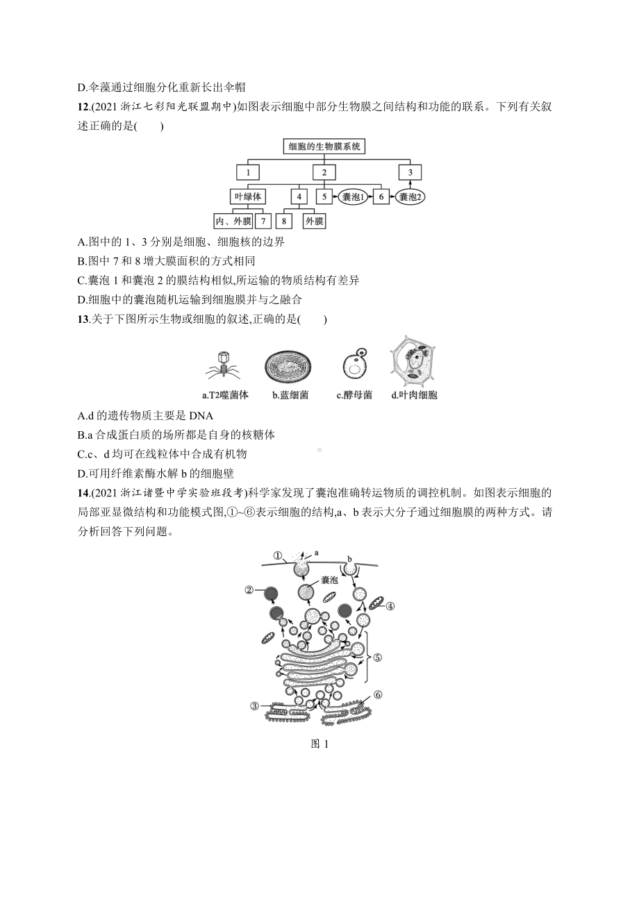 2023年高中生物学业水平考试专题练习2　细胞的结构（含答案）.docx_第3页