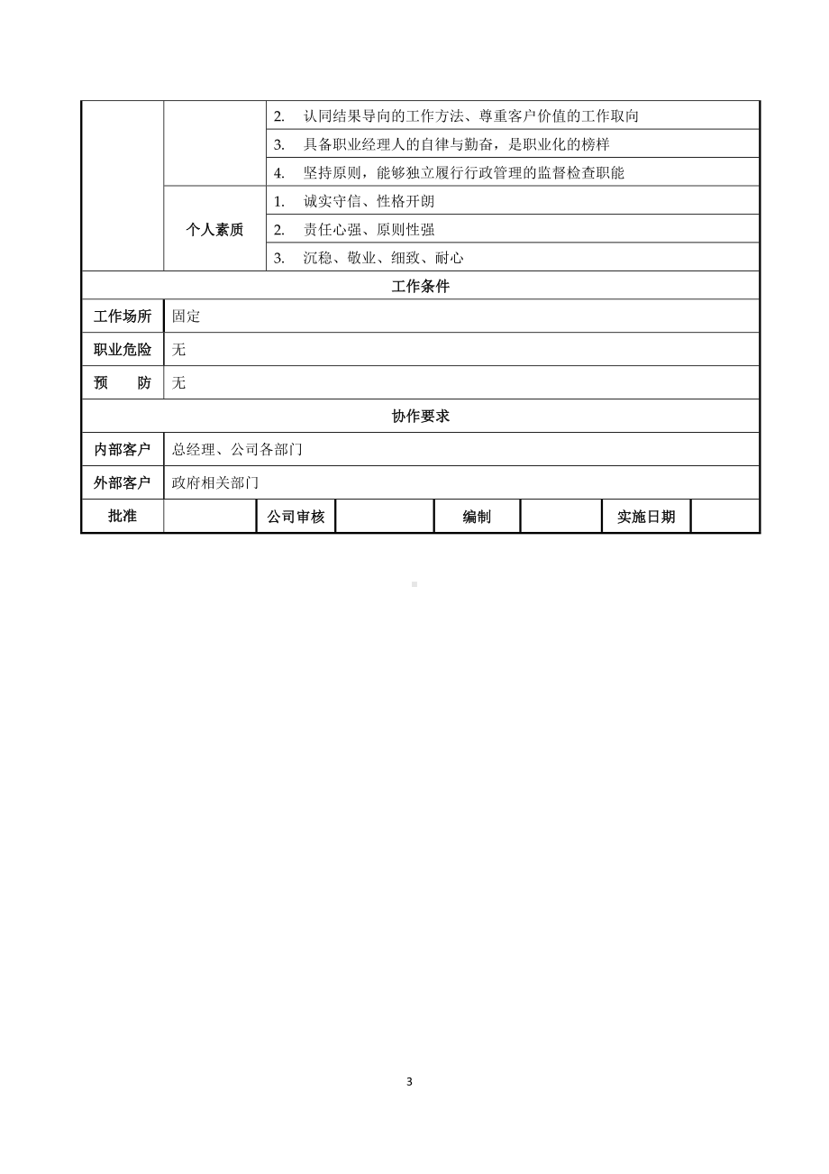 办公室主任岗位职责说明书参考模板范本.doc_第3页