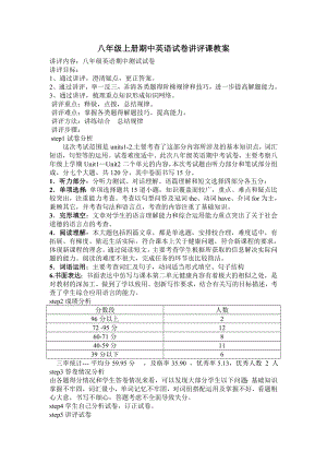 八年级上册期中英语试卷讲评课教案参考模板范本.doc