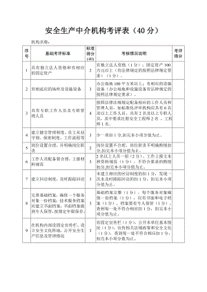 安全生产中介机构考评表（40分）参考模板范本.doc