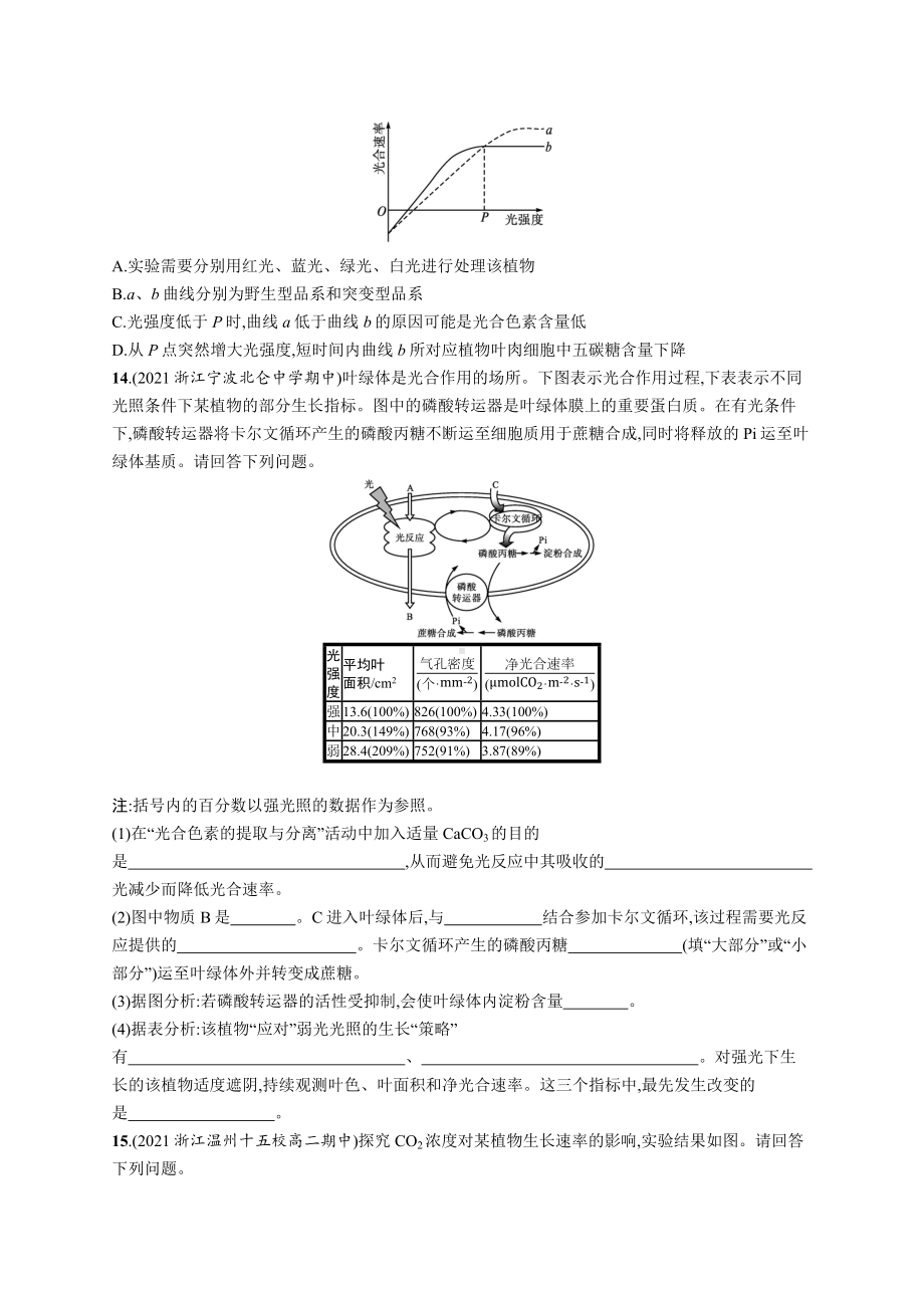 2023年高中生物学业水平考试专题练习6　光合作用（含答案）.docx_第3页