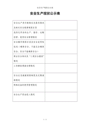 安全生产现状公示表参考模板范本.doc