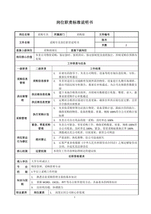 采购专员岗位职责说明书参考模板范本.doc