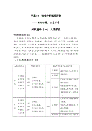 高考语文一轮复习 学案58　精准分析概括形象-因形悟神立象尽意.docx