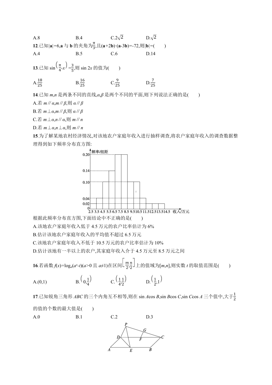 2023年高中数学学业水平考试模拟试卷(六)（含答案）.docx_第2页