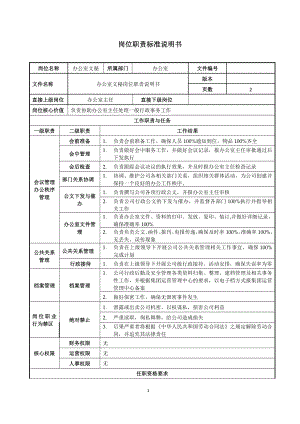 办公室文秘岗位职责说明书参考模板范本.doc