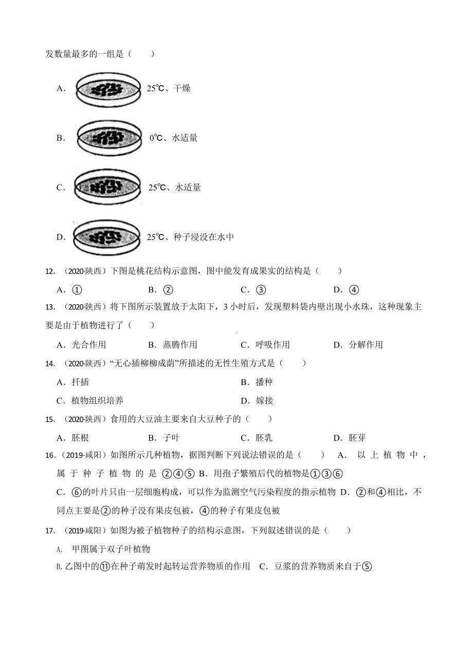 陕西省至附答案0附答案附答案年历年生物学中考真题分类汇编03 生物圈中的绿色植物附答案.pptx_第3页