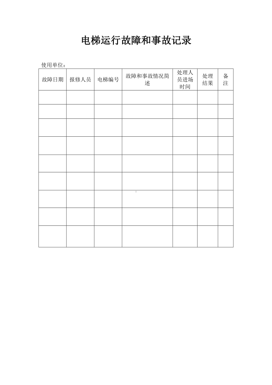 电梯运行故障和事故记录参考模板范本.doc_第1页