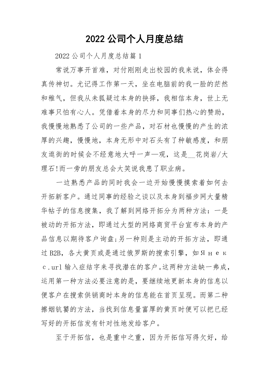 2022公司个人月度总结.doc_第1页