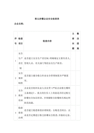 粉尘涉爆企业安全检查表参考模板范本.doc