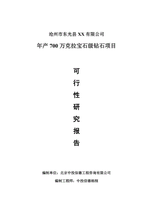 年产700万克拉宝石级钻石项目可行性研究报告申请报告.doc