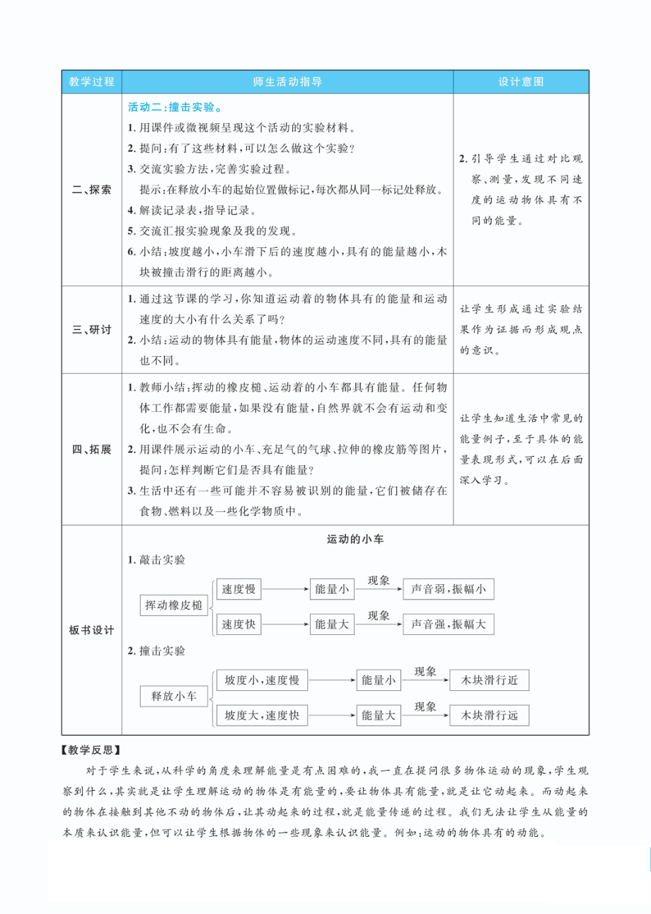 3.6运动的小车教案(PDF版表格式含反思）-2022教科版四年级上册《科学》.pdf_第2页