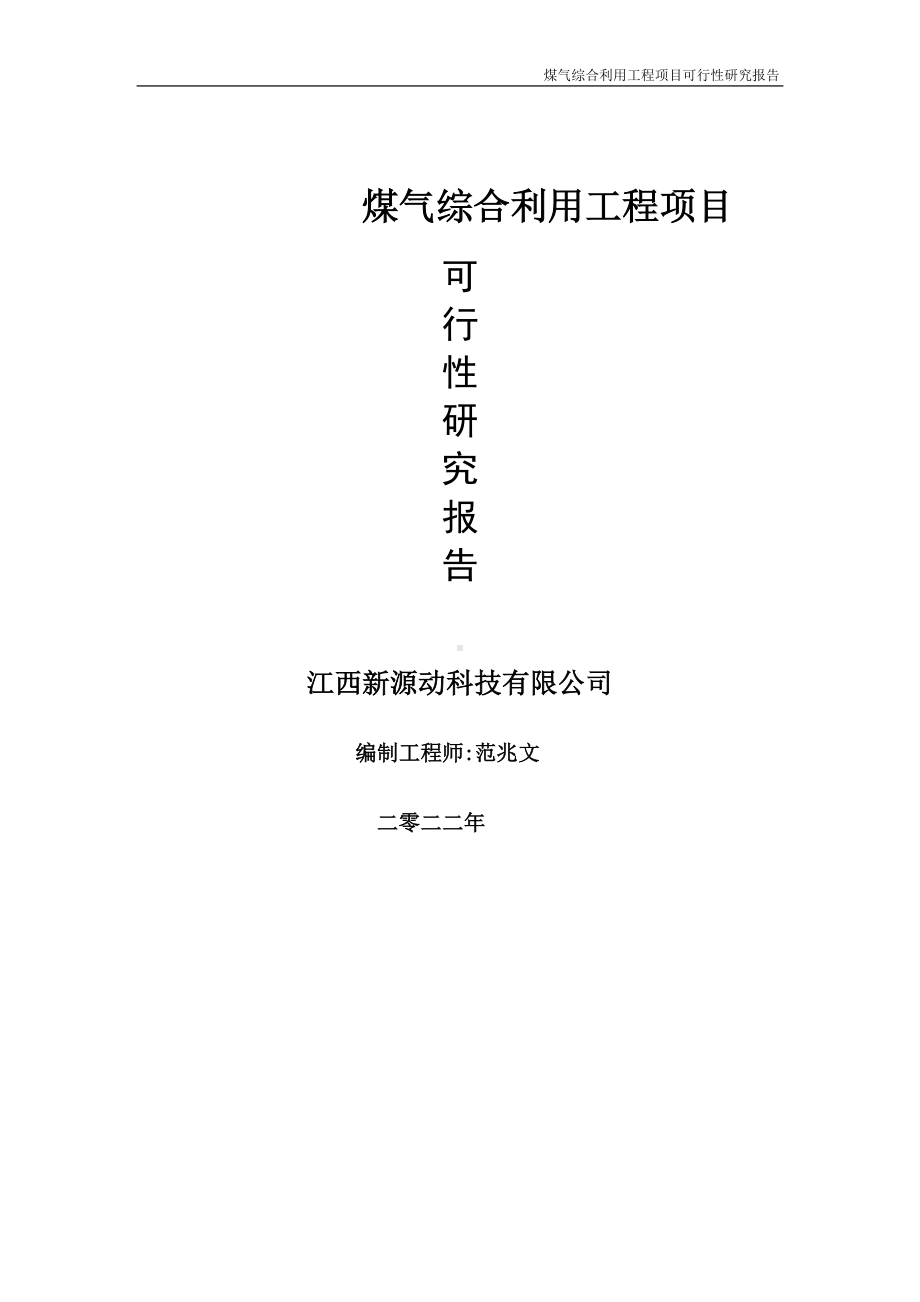 煤气综合利用工程项目可行性研究报告-申请建议书用可修改样本.doc_第1页